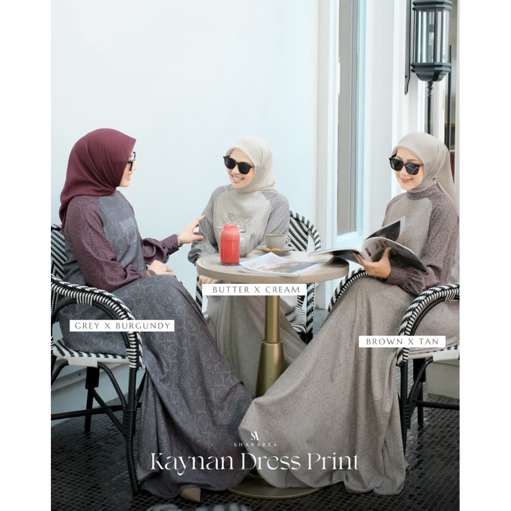 Kaynan Dress Print by Shararea | Gamis Semi Formal Kondangan Lebaran Motif Print