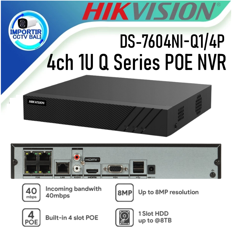 NVR 4ch HIKVISION DS-7604NI-Q1/4P with 4 PoE