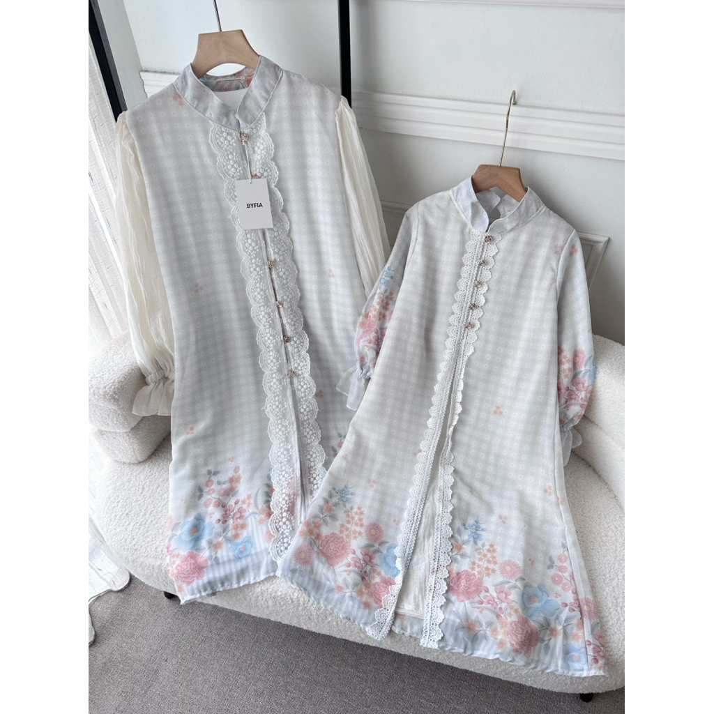 CANDY LADY Elza Sarimbit Lace Tunik / Baju Lebaran Couple Premium Bestseller