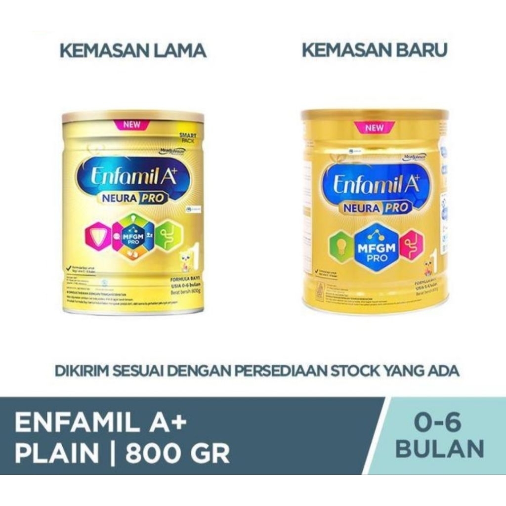 Susu Bayi Enfamil A+ 1 Plain 800 gram (0-6 bulan) / Enfamil A+ 2  Plain 800 gram (6-12 bulan).