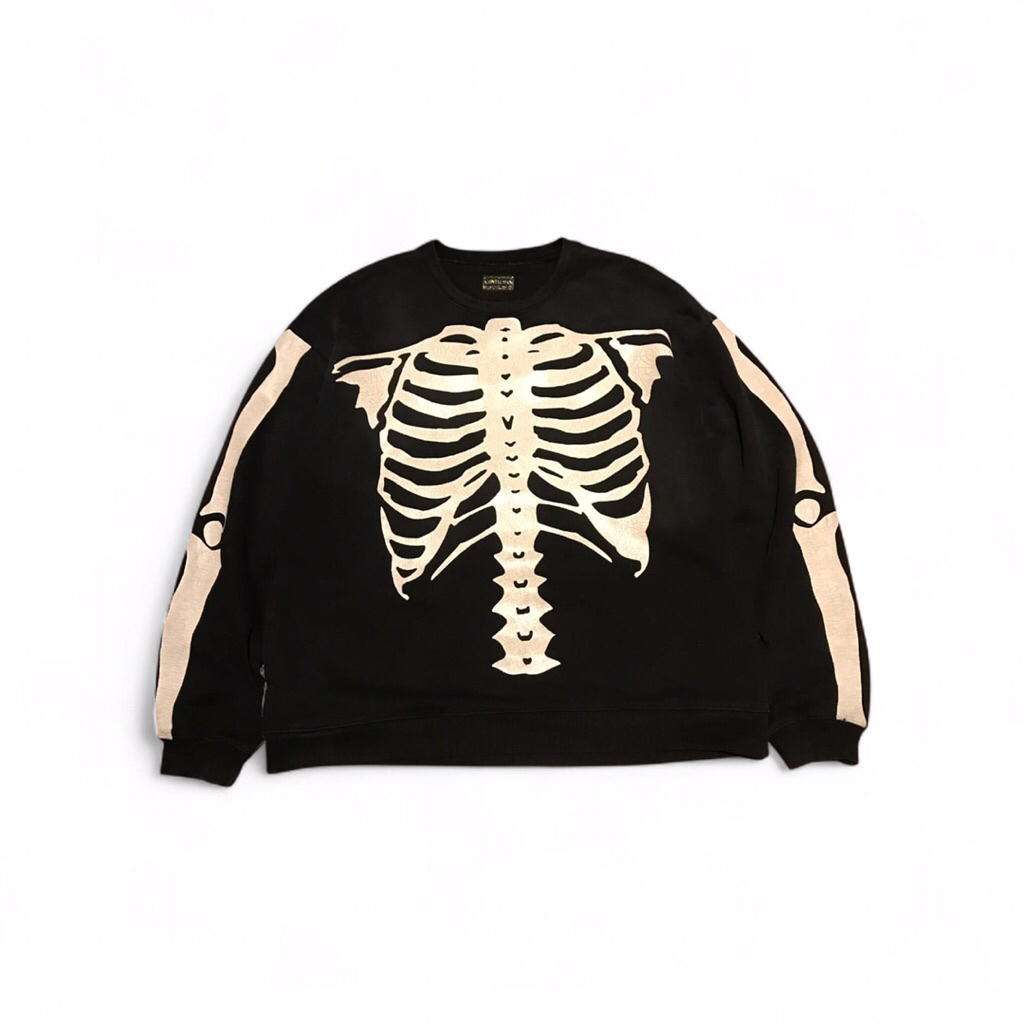 Vintage Kapital Man Denim Japan Crewneck Bone Bivouac Big Fleece Crewneck - Black sweater hybird des