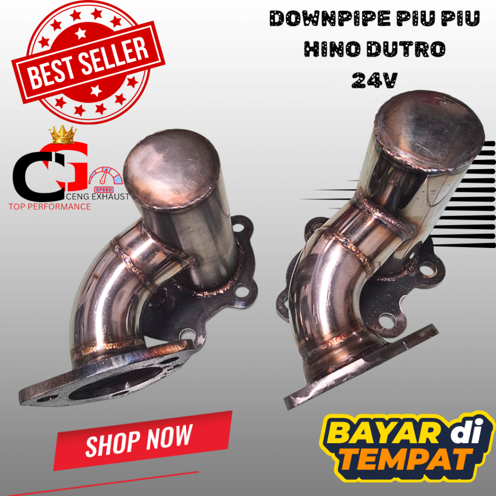 Downpipe Piu Piu Truk Hino Dutro 130 Hd 300 Turbo 24V Model Elbow Ori PNP Stainless