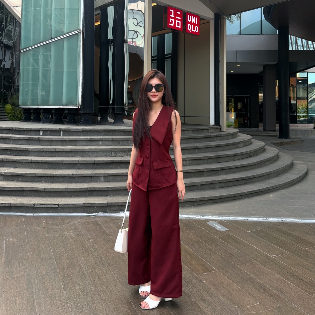 Halostylo Caellyn Set Setelan Semi Wool Blazer Kulot Wanita