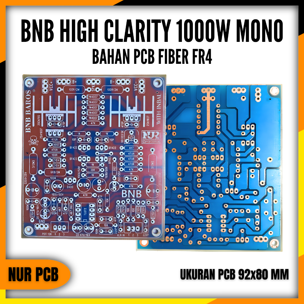 PCB Driver Power Amplifier BNB Mono 1000 WATT Mono High Clarity Input Balance FR4 FR1 PA-010