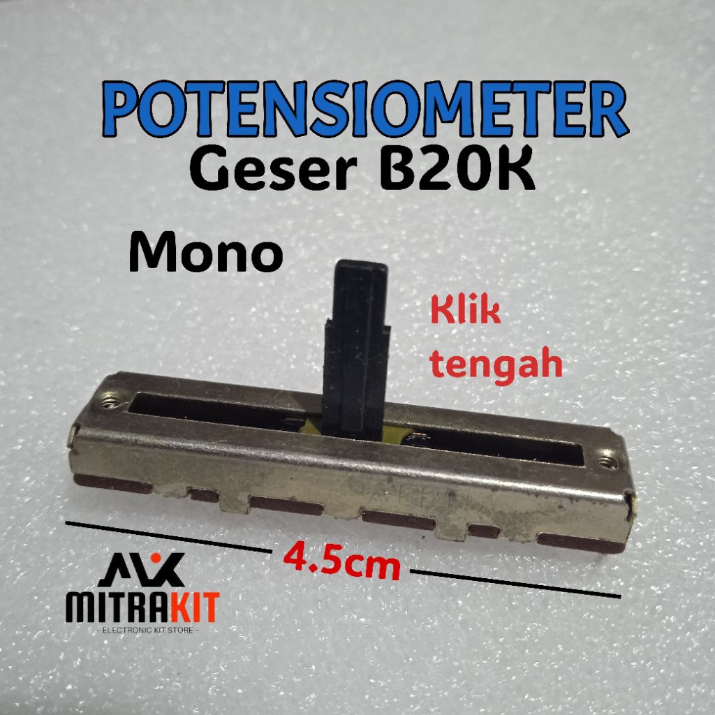Alpha Potensio Geser 4.5cm B20K mono klik tengah 3pin Potensiometer Alpha asli