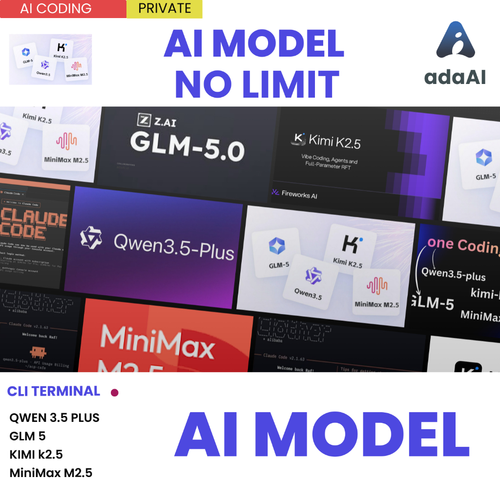 Coding Plan AI QWEN 3.5 PLUS , GLM 5 , KIMI k2.5 , MiniMax M2.5 Satu Langganan, Akses ke Berbagai Mo