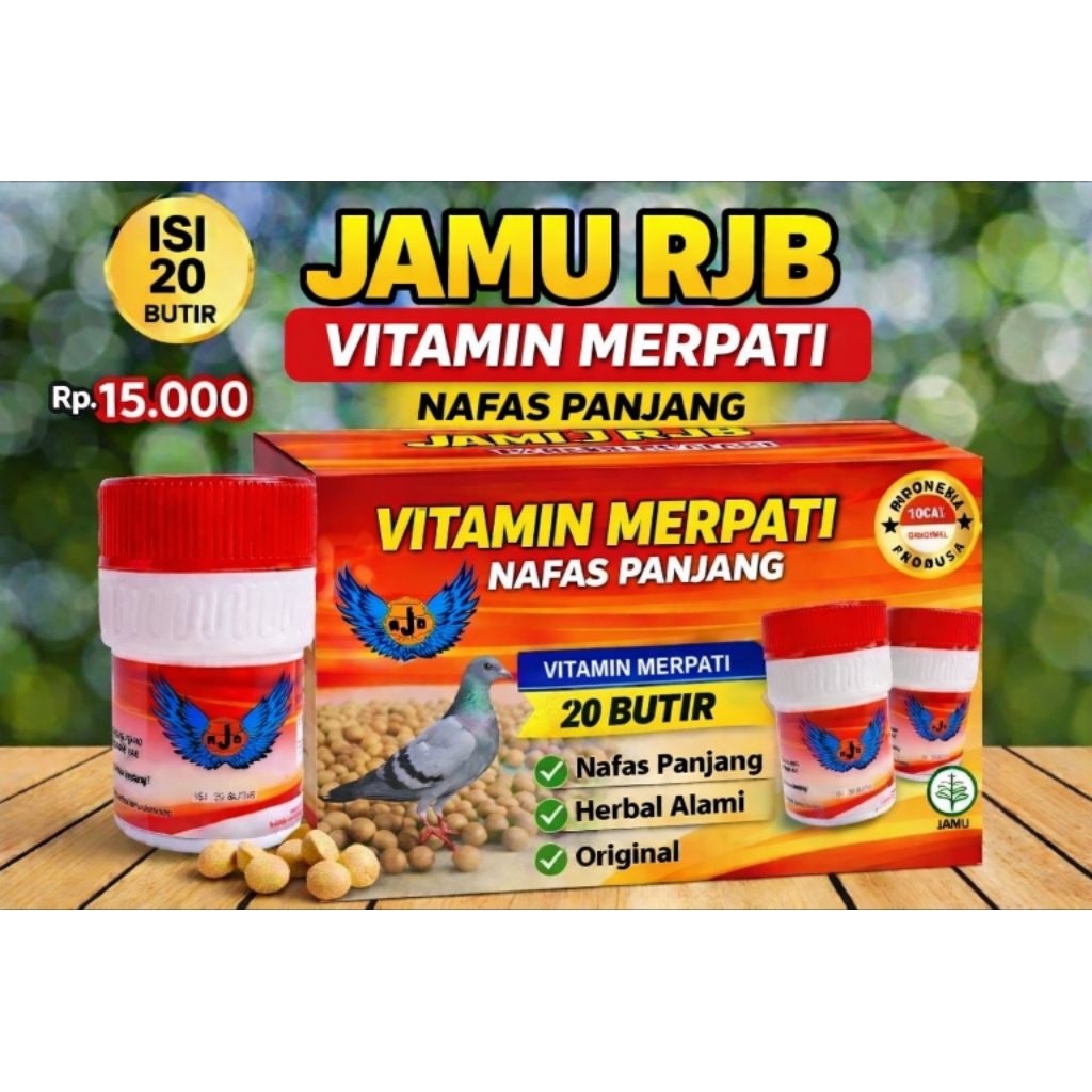 Jamu Merpati RJB Original 20 Butir | Obat Nafas Panjang Merpati Balap Kolong Bebas