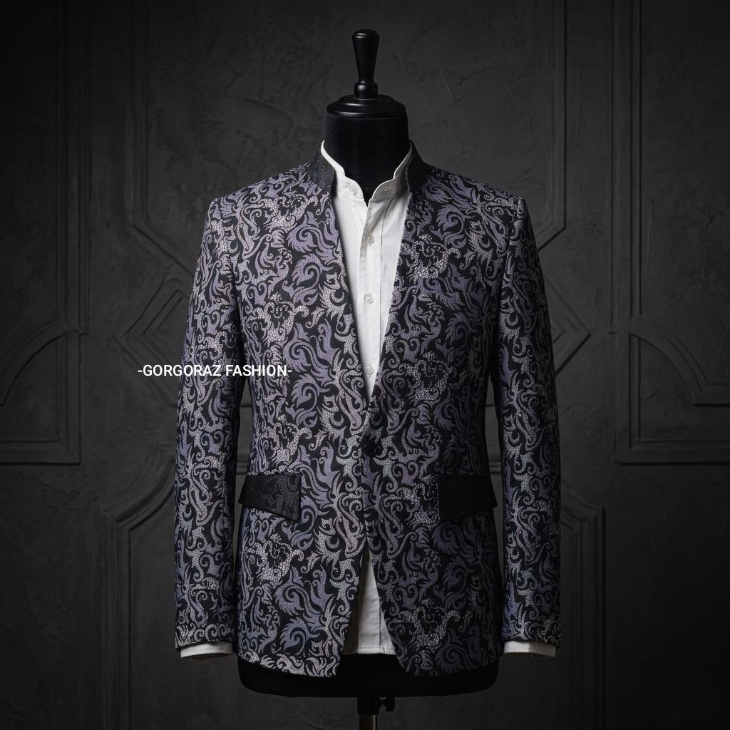 jas batik blazer batik pria hitam navy slimfit modern chiangi gorgoraz