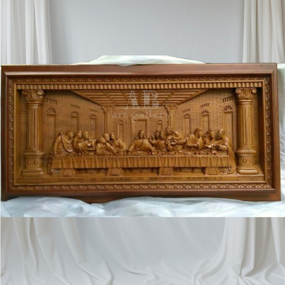 Perjamuan Kudus Pajangan Dinding Ukiran Kayu Jati Berkualitas Ukuran Besar