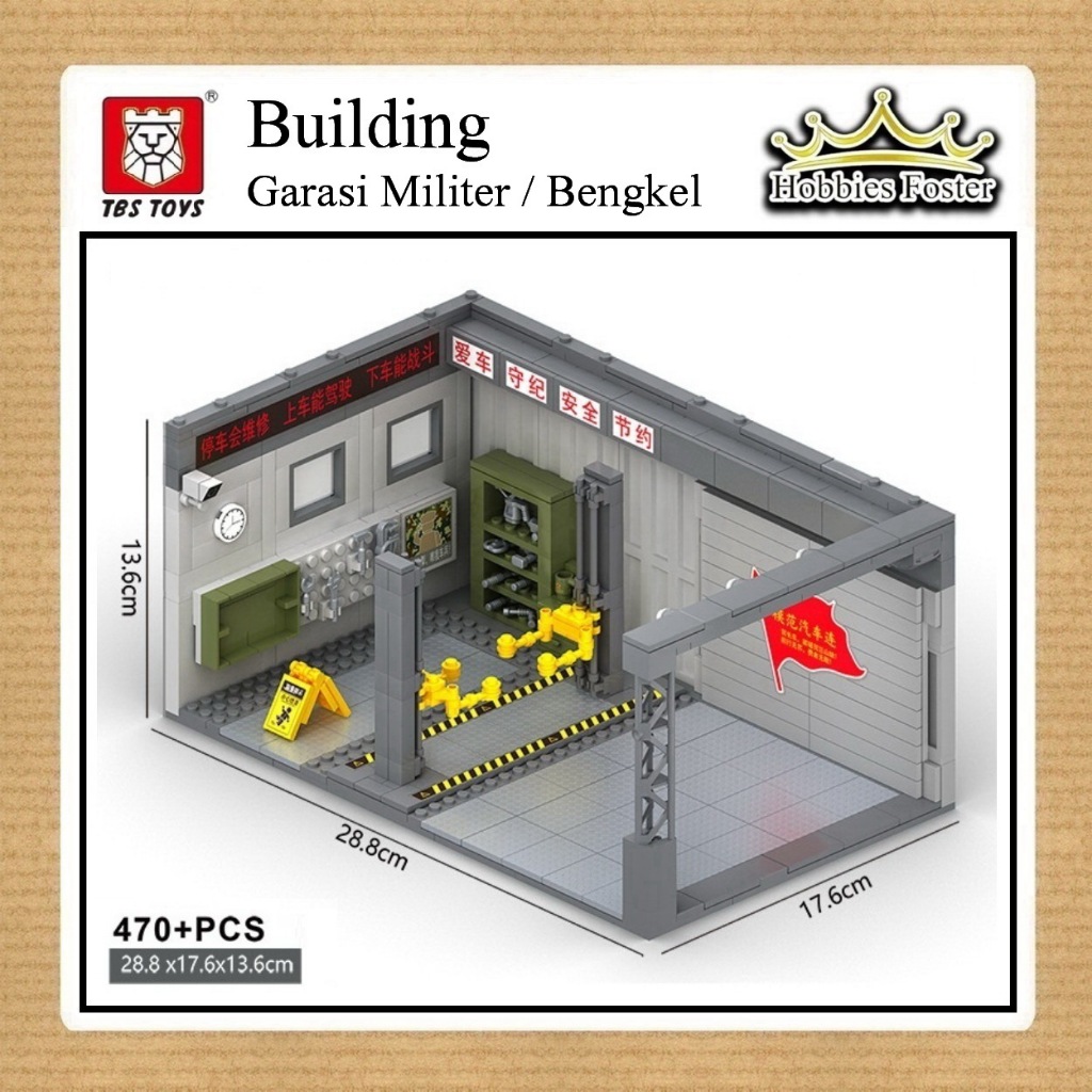 BRF TBS J782 - 470 pcs - Miniatur Building Garasi Militer Diorama Garage Bengkel Pangkalan Militer