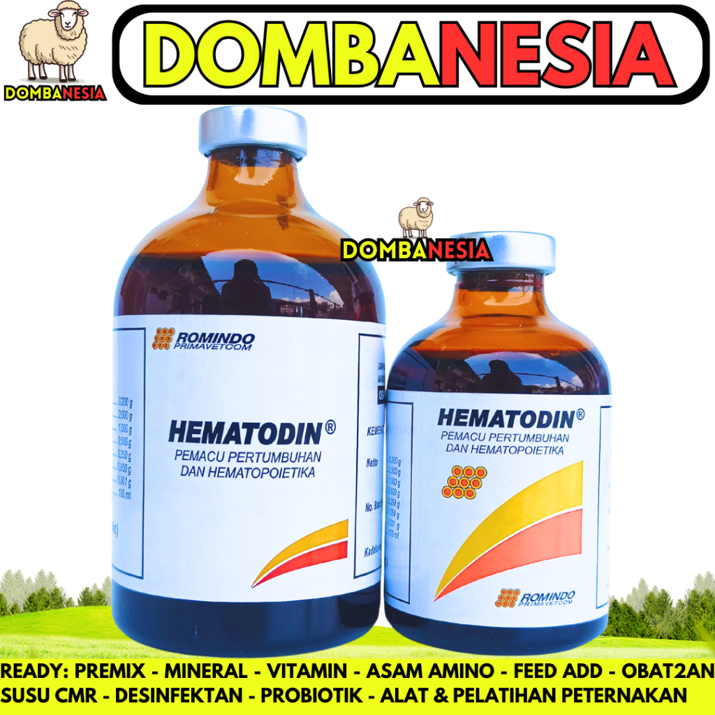 HEMATODIN 50ML HEMATODIN 100ML ROMINDO - Obat Penambah Darah Hewan & Pemacu Pertumbuhan Ternak