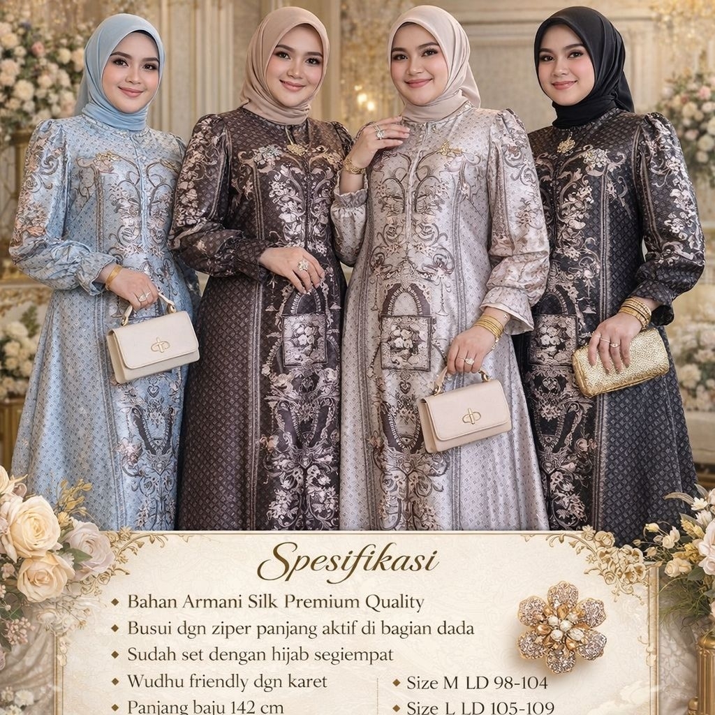 JAWHARA DRESS by iRna Gallery Gamis Silk Mewah DRESS LEBARAN