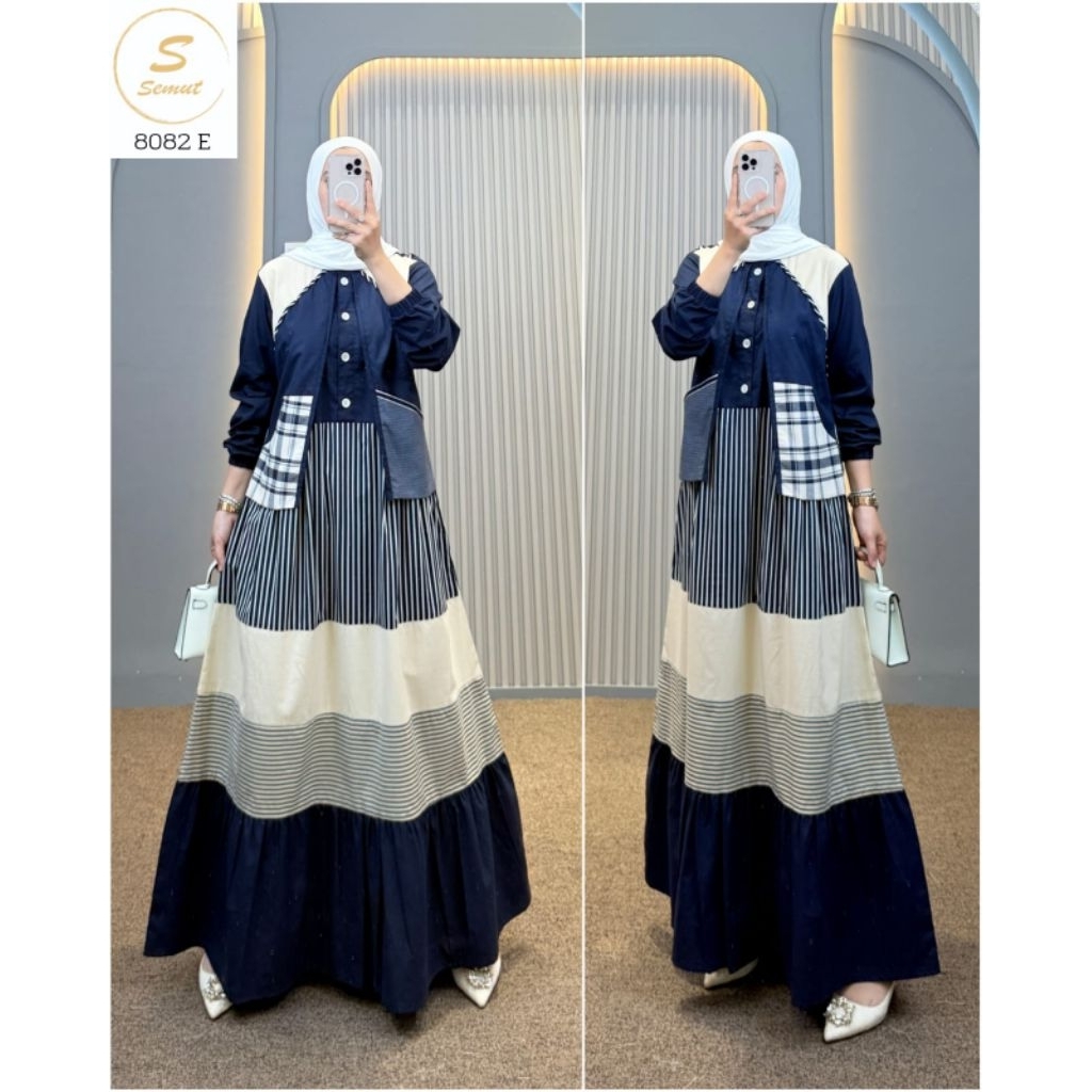 Indah Fashion-Gamis Katun Semut By Syaina Premium Dress Kekinian Motif Remaja Dewasa Cantik Dan Mewa