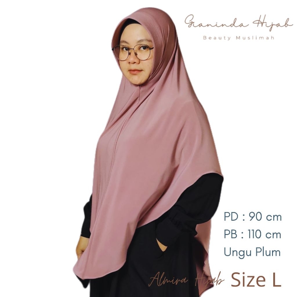Khimar Bergo Hijab Instan Jumbo Size L Bahan Jersey Korea Premium Almira Hijab