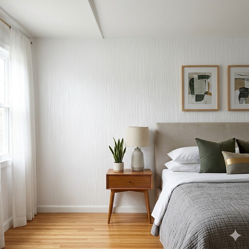 Wallpaper Stiker Dinding Serat Putih