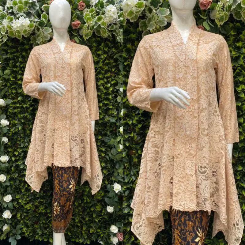 Kebaya Tunik Kartini Brokat Katun Full Furing