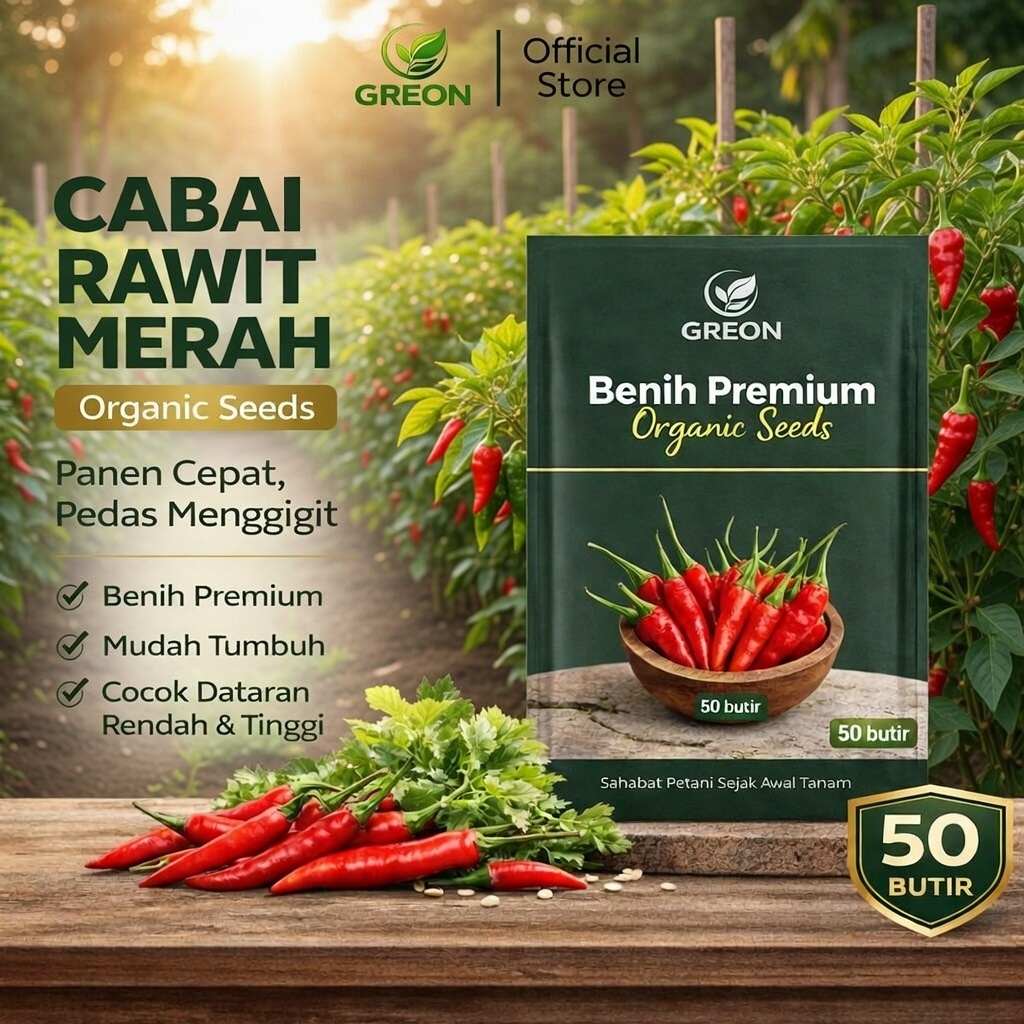 Benih Cabai Rawit Merah JUMBO F1 - Bibit Sayuran Benih Sayuran - Cabe Merunduk Cabai Merah Sret (Cab