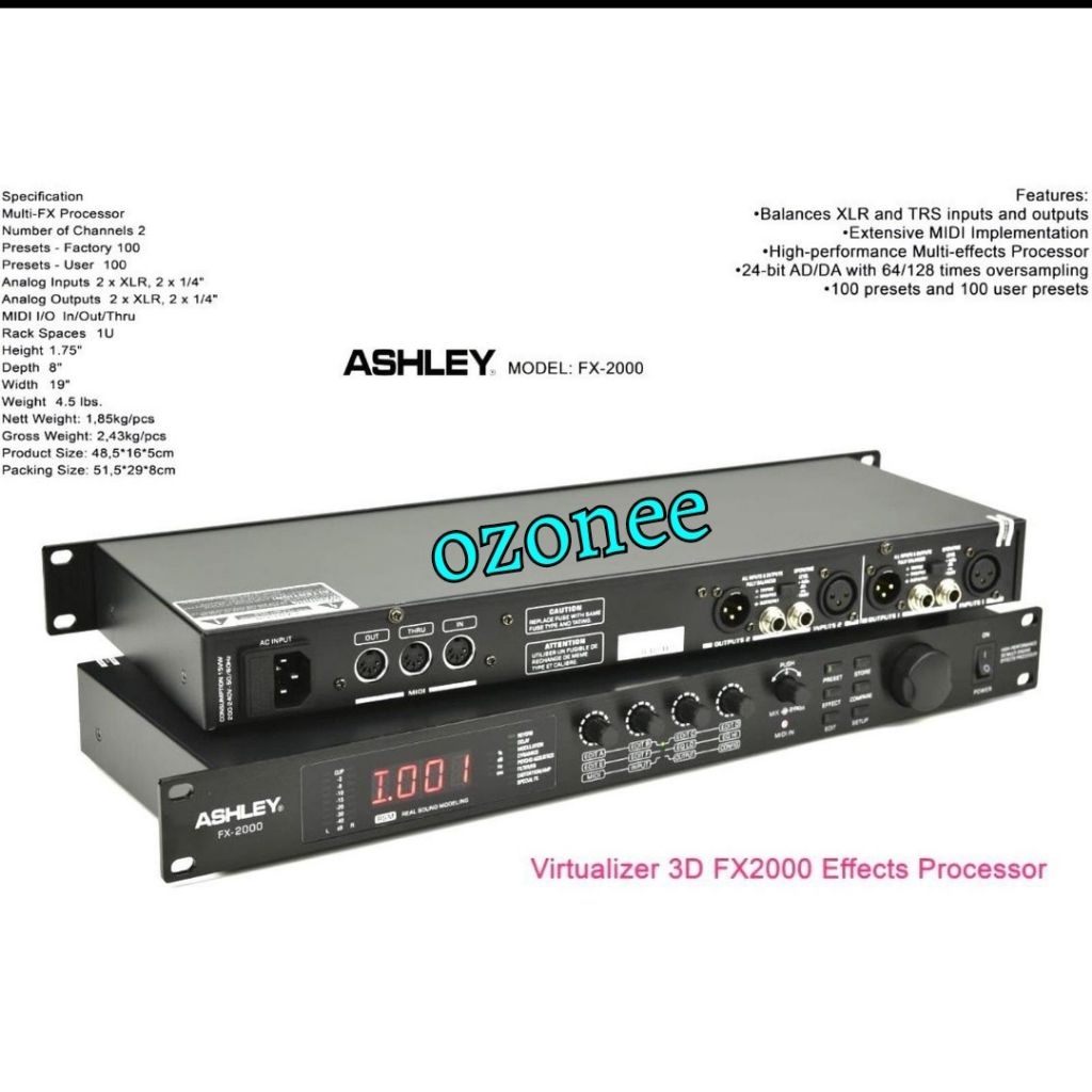Effect Vocal Ashley FX 2000 / FX2000  Original Virtualiser 3D Effect Processor