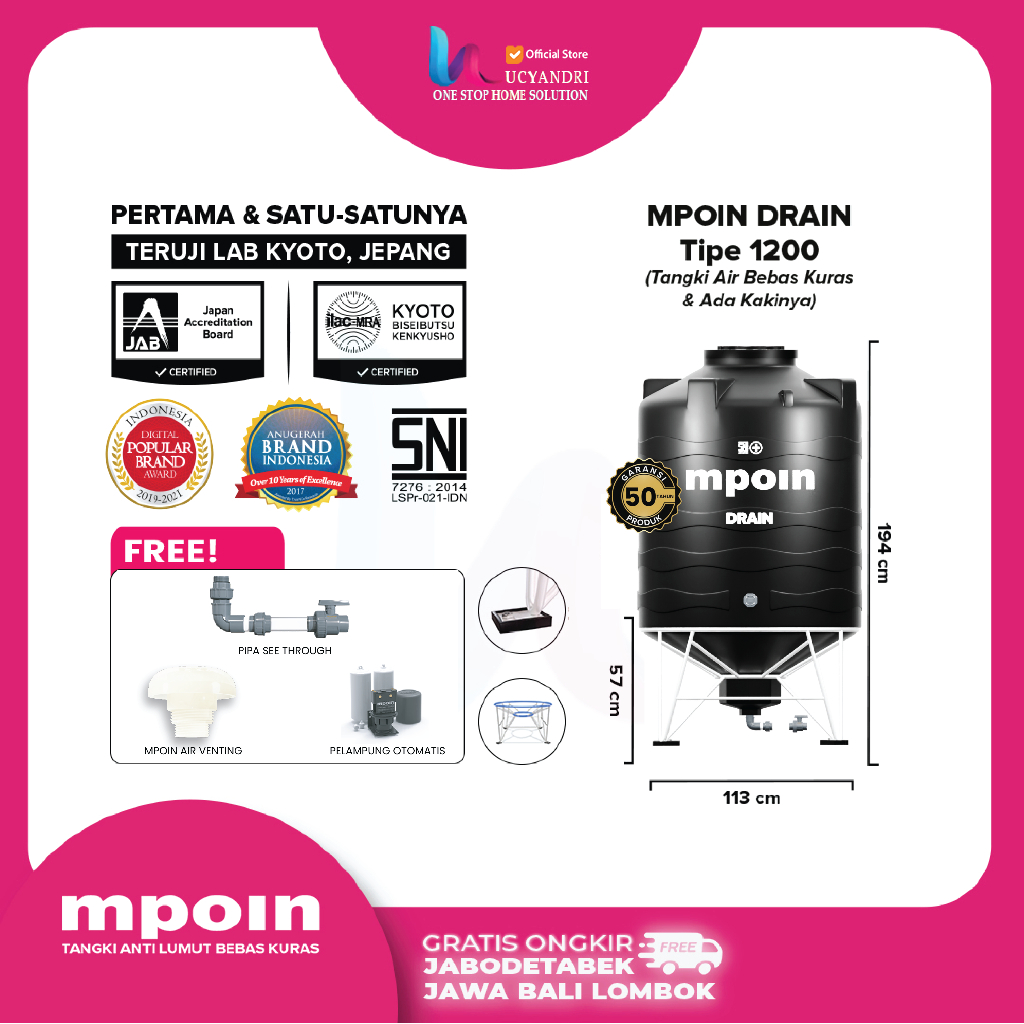 Toren Air 1100 L Mpoin 1200 Drain Tangki Air Mpoin Plus
