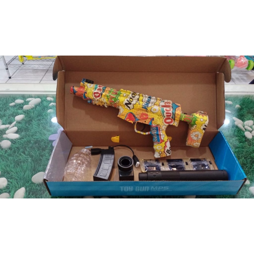 Tembak Jelly Watergel Blaster MP5 Electric Warna Kuning