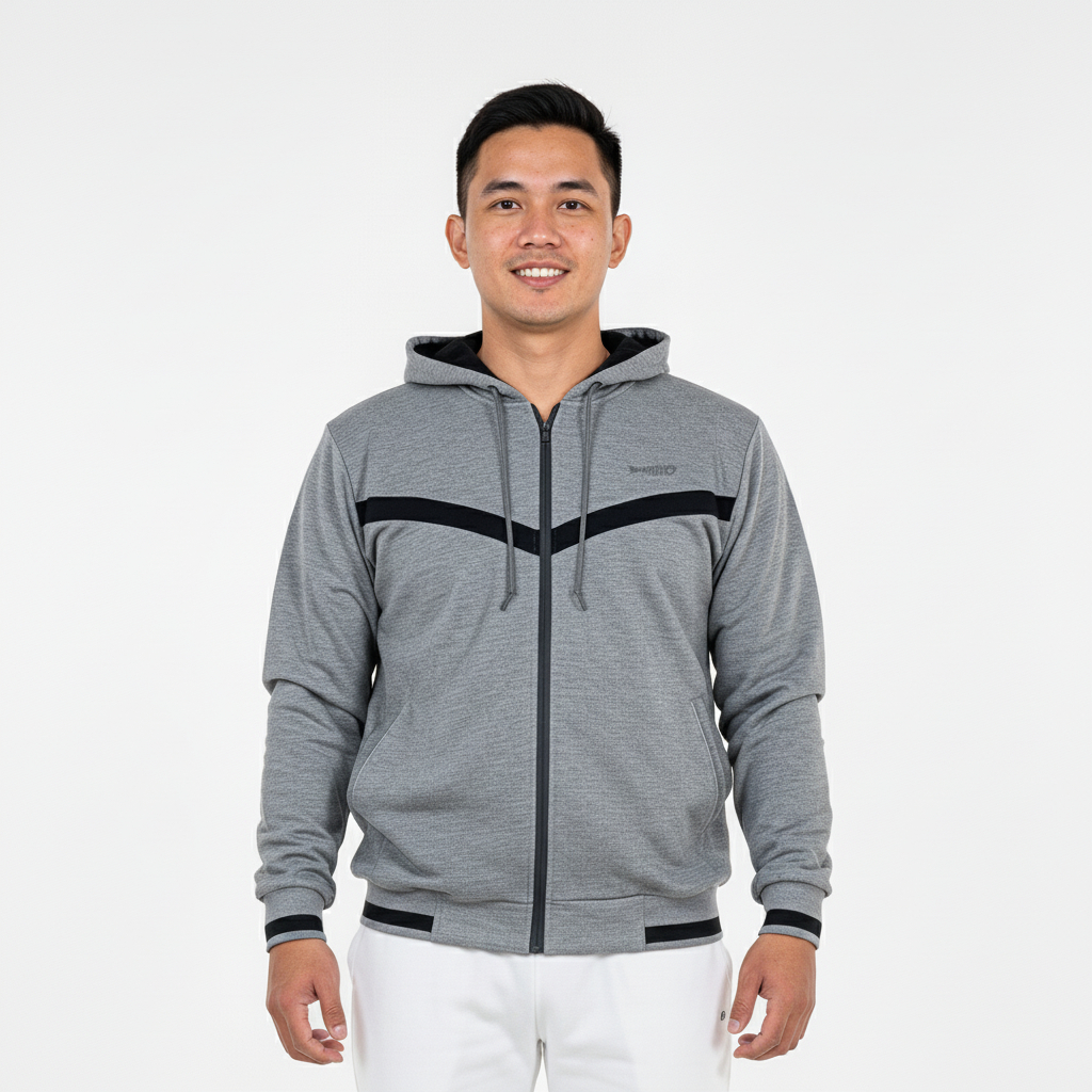 Jaket Hoodie IEBE A7AP8001 Grey Casual