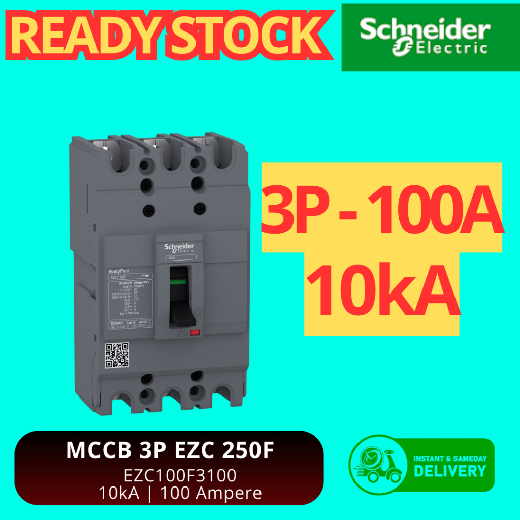SCHNEIDER MCCB NFB Breaker EZC100F EZC 100F 3P 100A 18kA | EZC100F3100