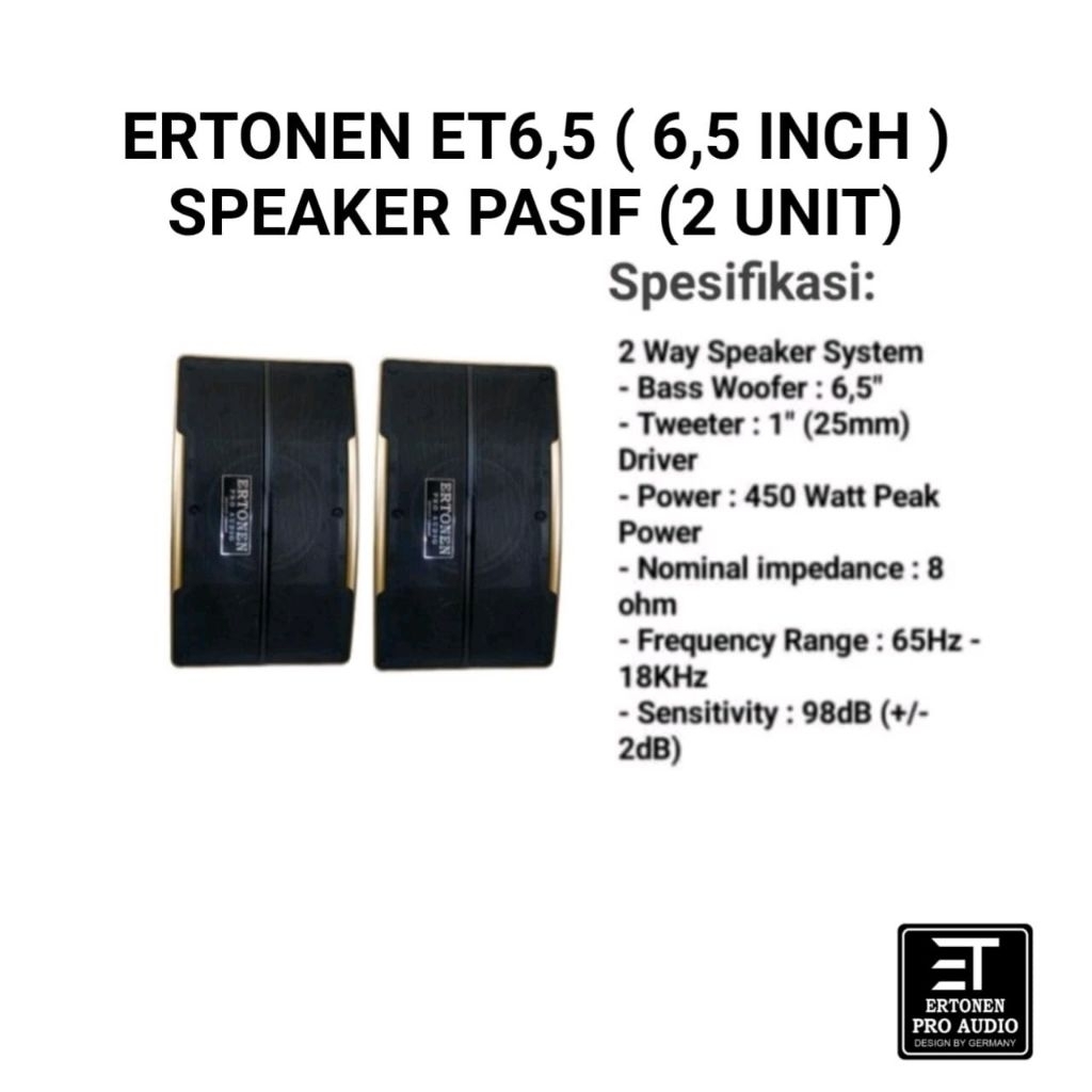 Speaker Pasif Ertonen 6,5 Inch Barang Original Sepasang