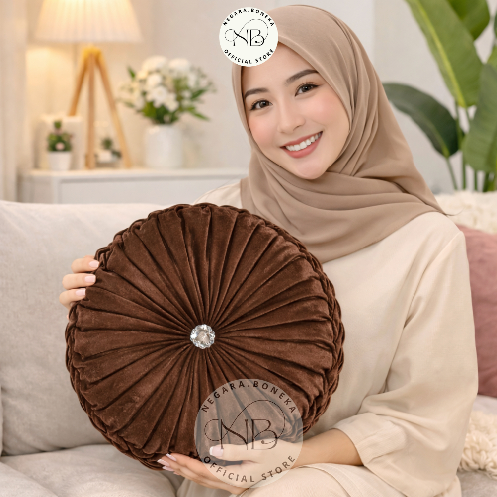 Bantal Sofa Bulat Velvet Premium Bantal Hias Sofa Estetik Cushion Bulat Mewah Ruang Tamu Co