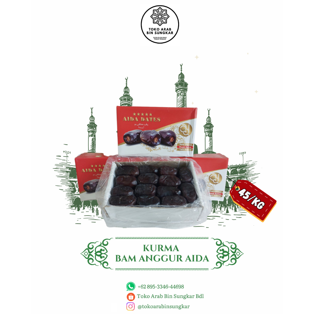 Kurma BAM Premium Anggur Iran 500gr / 1kg Merek Diamond & Fatimah – Besar, Manis Legit & Lembut