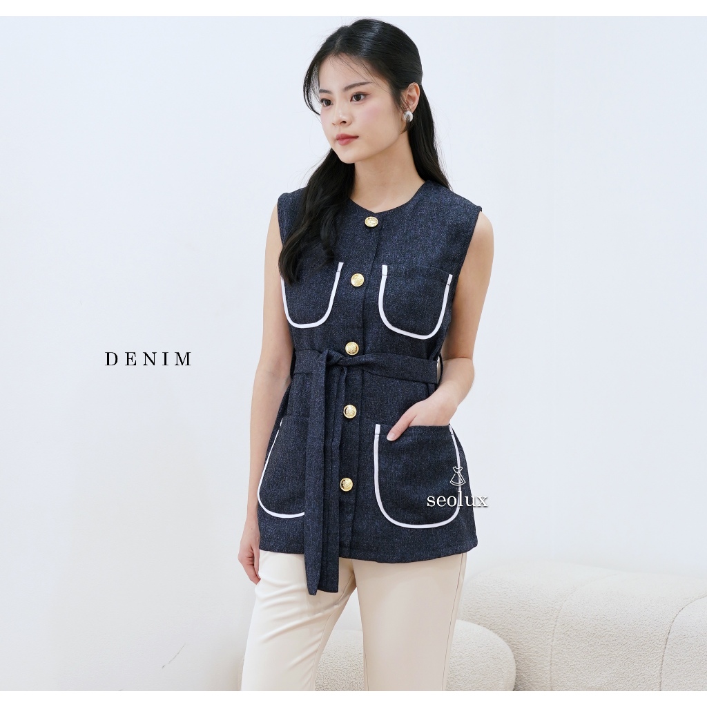 SEOLA - TP621 - Coco Vest | Atasan Vest Wanita Rompi Kerja Semiwool Basic Top Sleveless