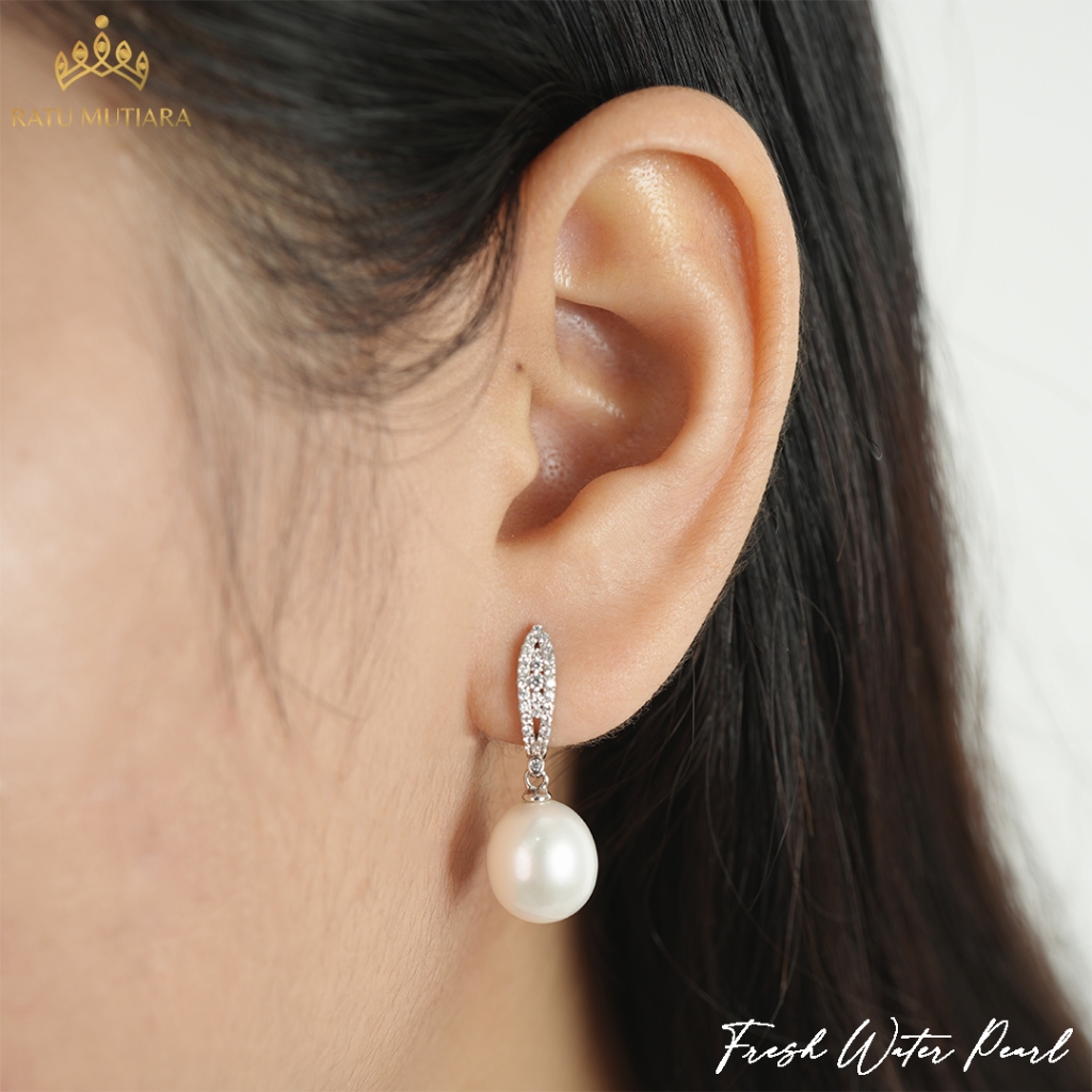 Anting Klip Mutiara Air Tawar Asli SIlver S925