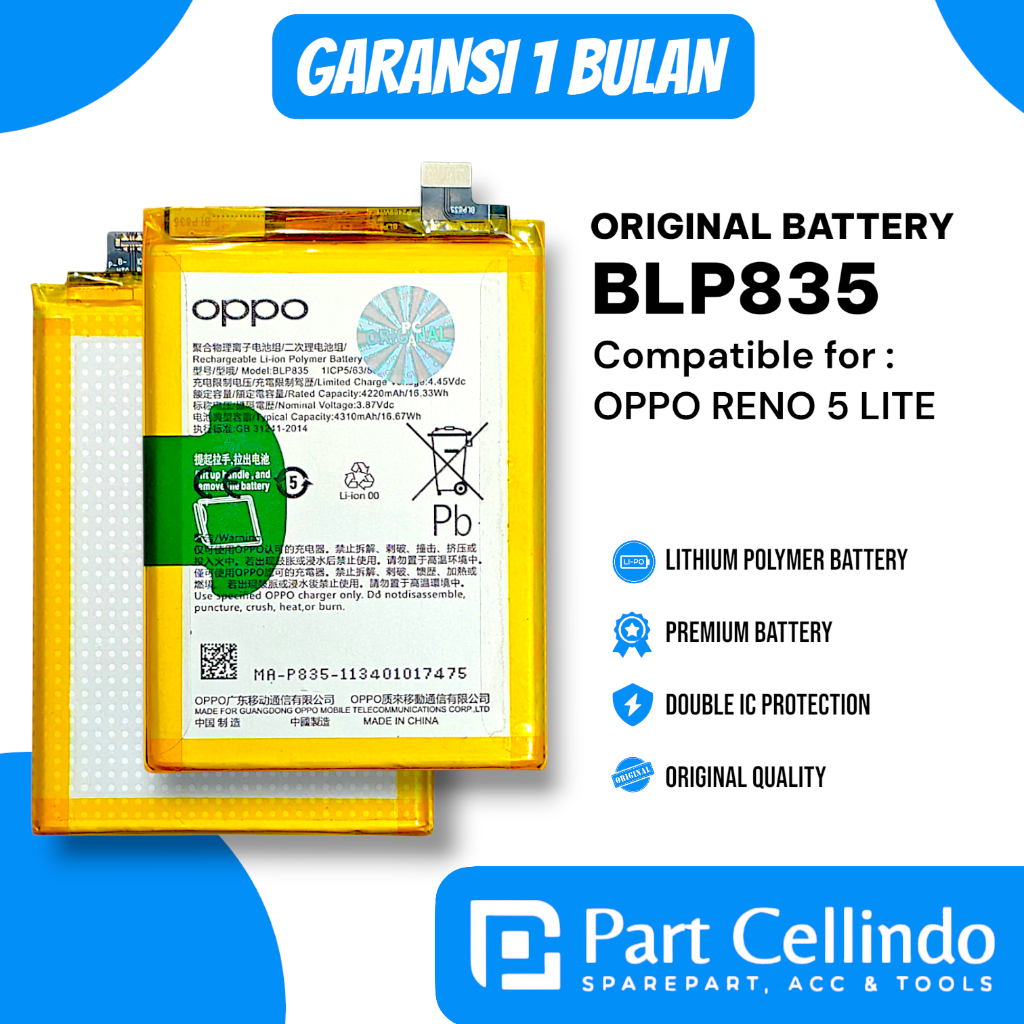 BATERAI BATRE OPPO BLP835 RENO 5 LITE ORIGINAL