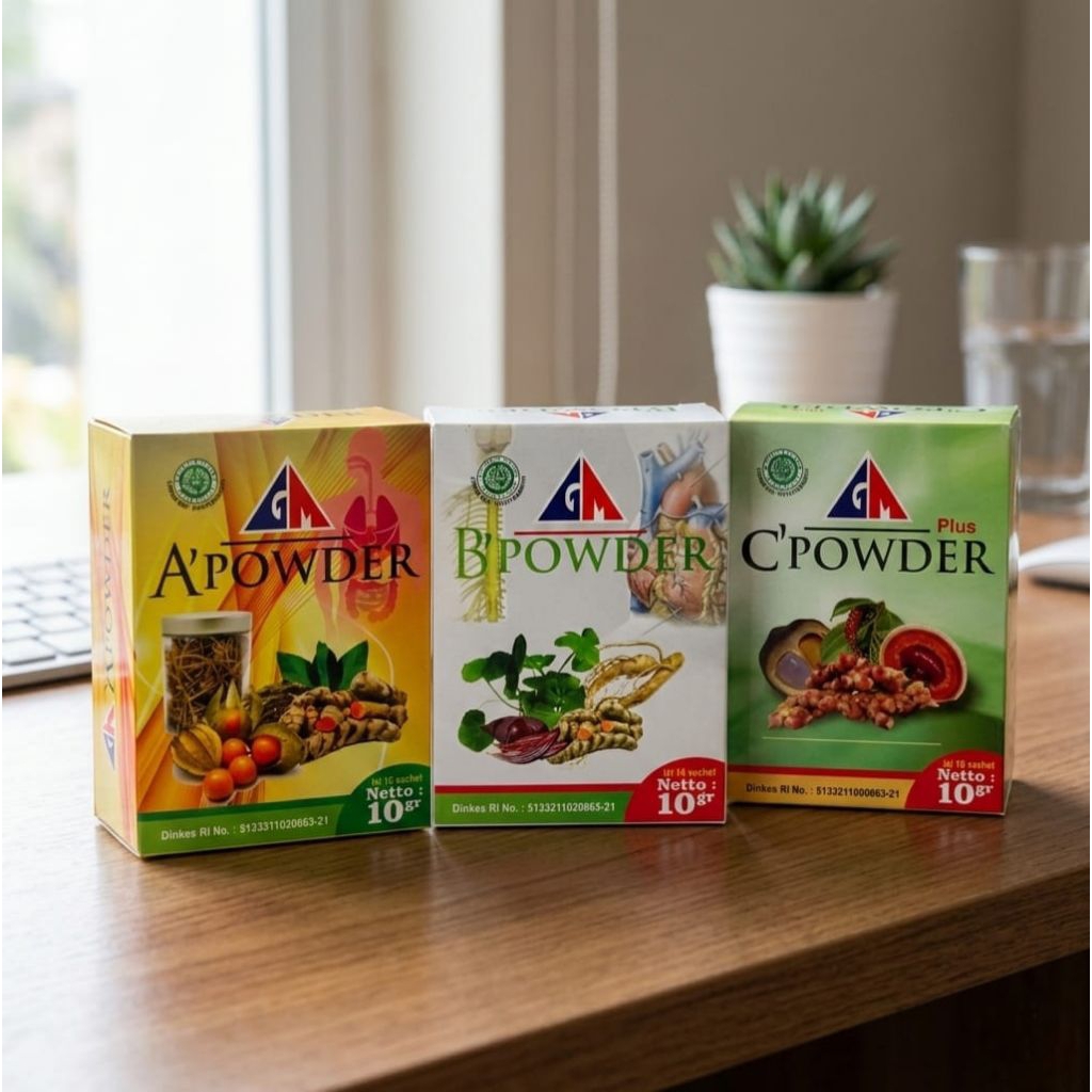 a powder,b powder& c powder gm/paket herbal gusmus original isi(3box)a,b,&c powder gm
