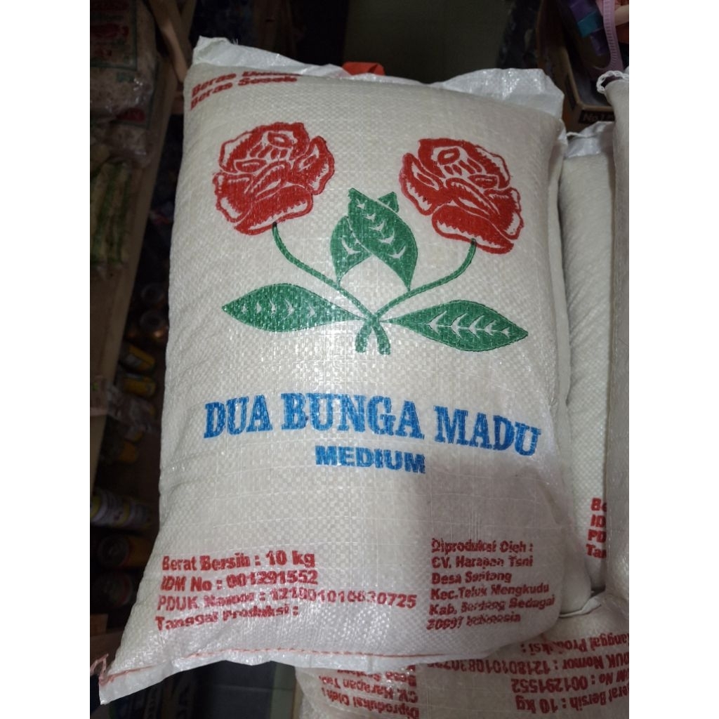 Beras 10kg cap Mawar dua bunga madu