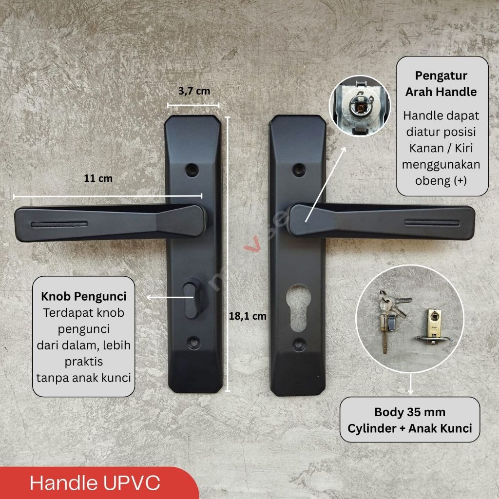 Handle Pintu UPVC Hitam