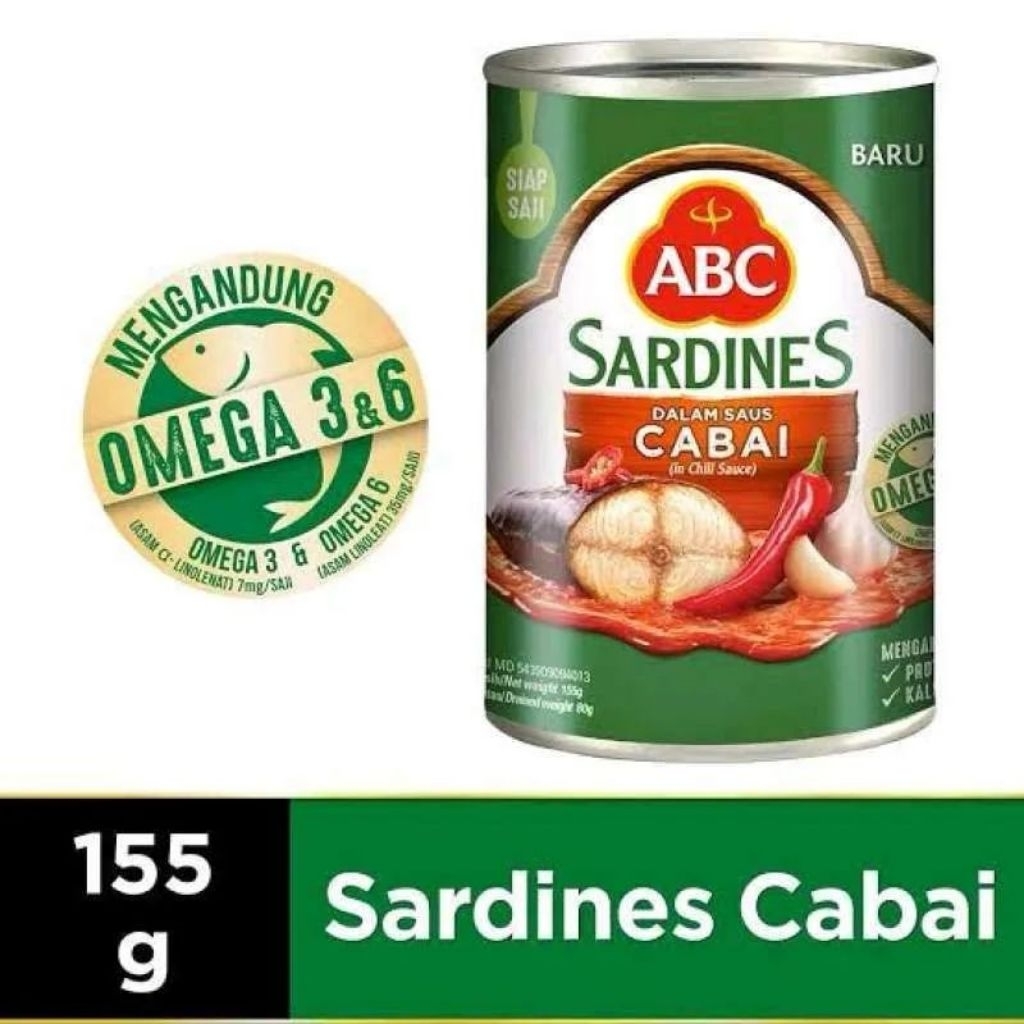 Sarden ABC Cabai 155g Dus Isi 60 kaleng / Sarden ABC Cabai 155grm Dus Isi 60 Pcs