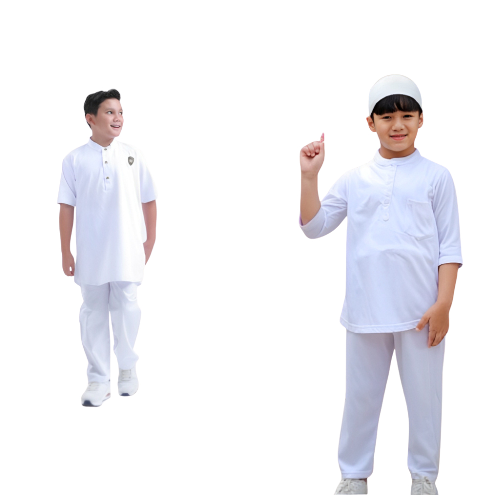 Kaaf Koko Kurta Anak/Stelan Kurta Anak warna putih