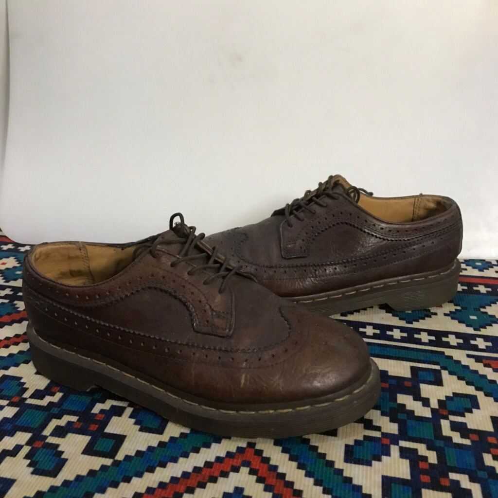 Vintage Dr Martens 1461 3 Hole Brogues  Brown Wingtips  Size  Army Sole  Size 7uk