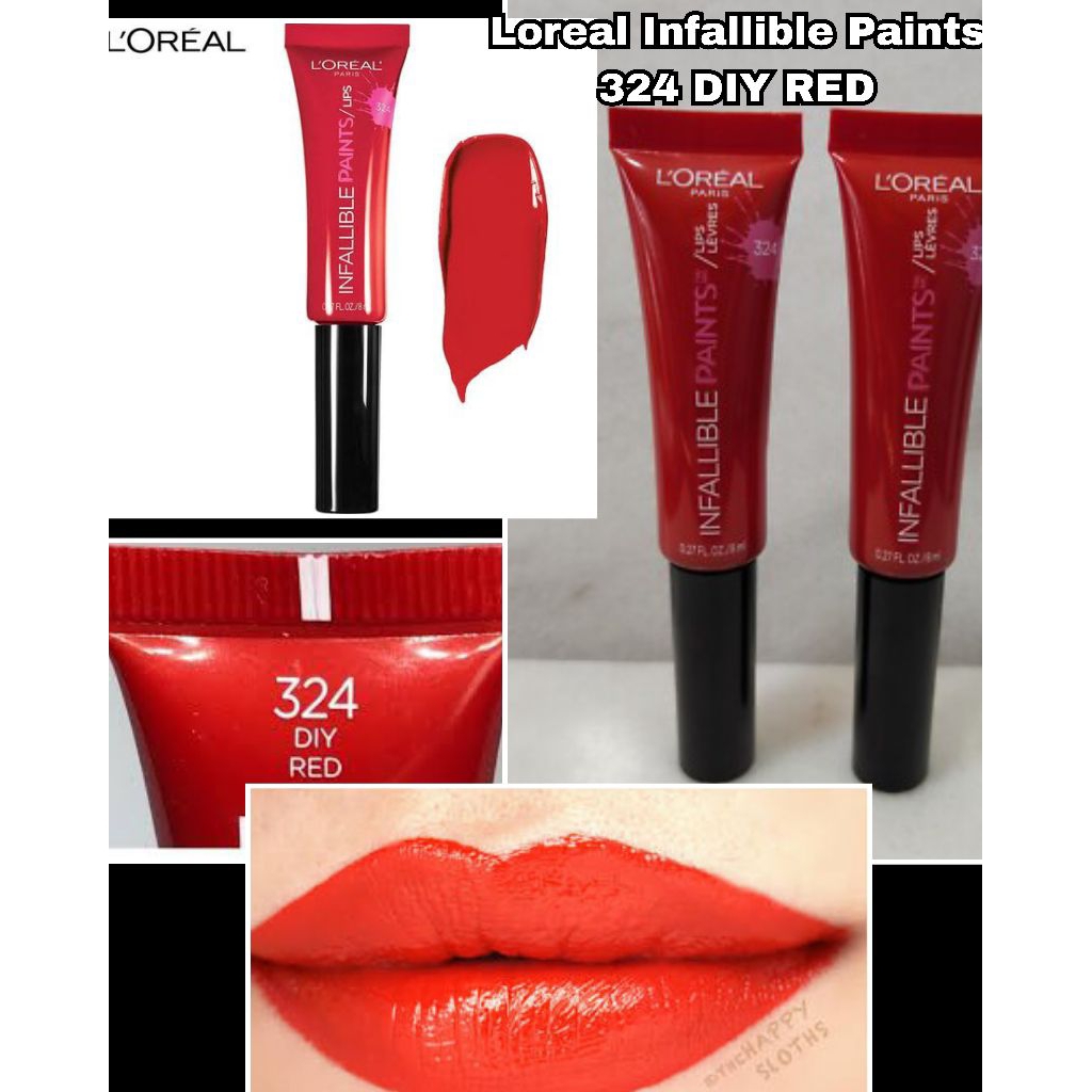 Original Lipstick Loreal Infallible Paints Lip 324 DIY Red
