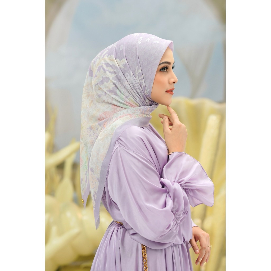 Buttonscarves Little Mermaid Satin Square Marsmallow