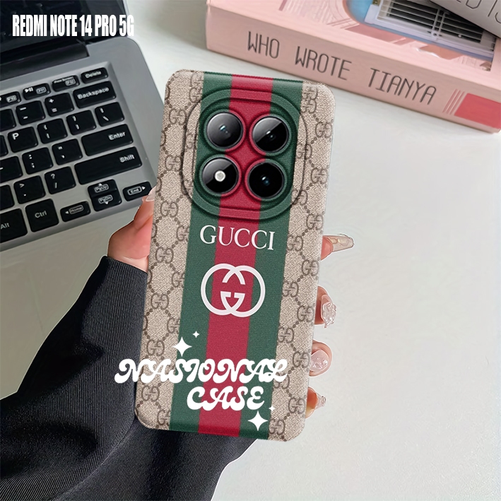 Case Xiaomi Redmi Note 14 Pro 4G/5G Motif gucci Silikon Lentur Pro Camera Casing Kekinian[CN04]