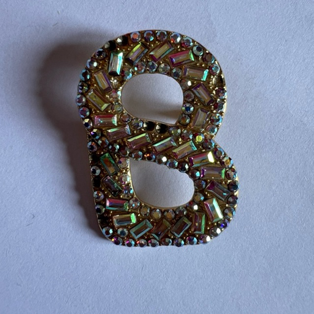 preloved Buttonscarves Brooch Luxe Signature Multi Crystal Brooch - Gold iridescent