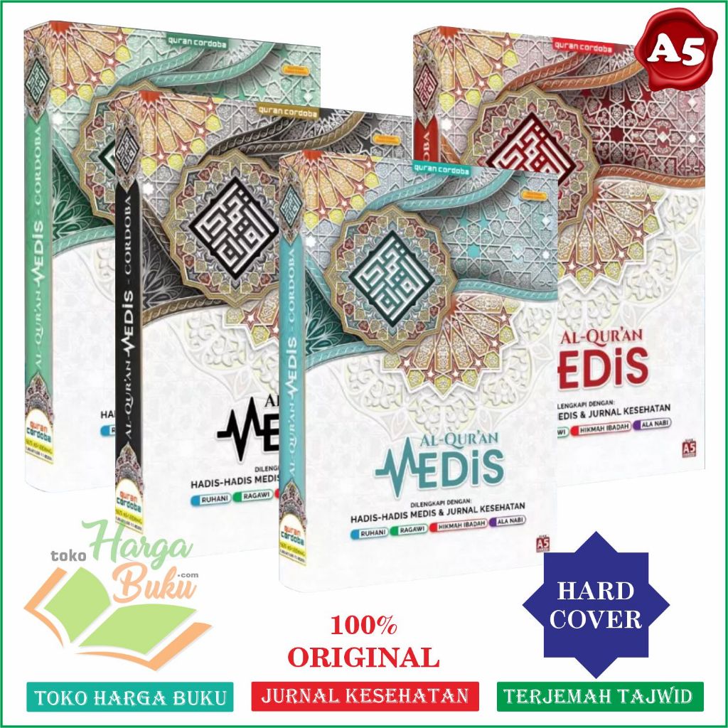 Foto Al-Qur'an Medis A5 HC Terjemah ORIGINAL Rasm Utsmani Tajwid Warna Hadits & Jurnal Kesehatan CORDOBA
