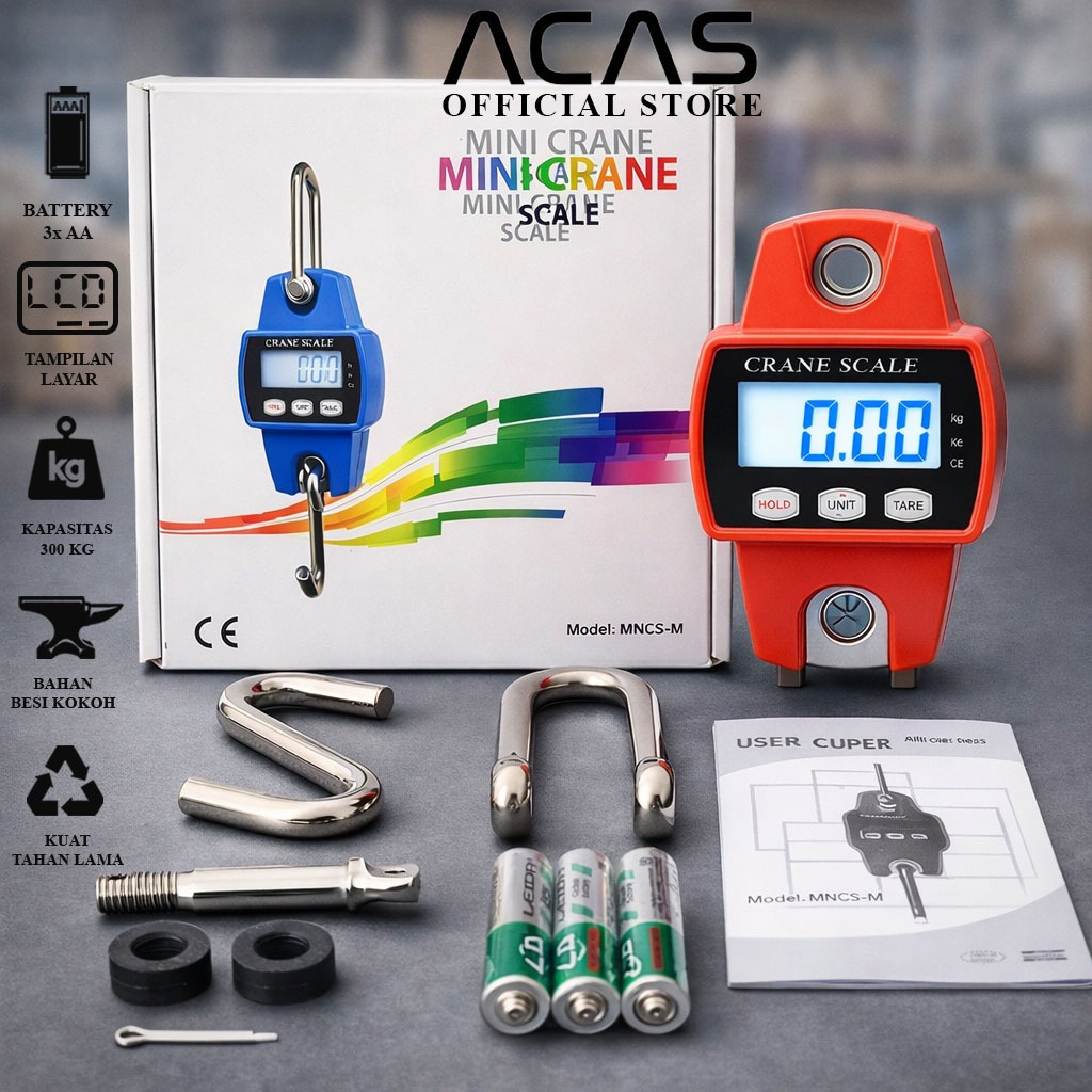 ACAS- Ocs Mini 300Kg / 100Gr Timbangan Gantung Digital