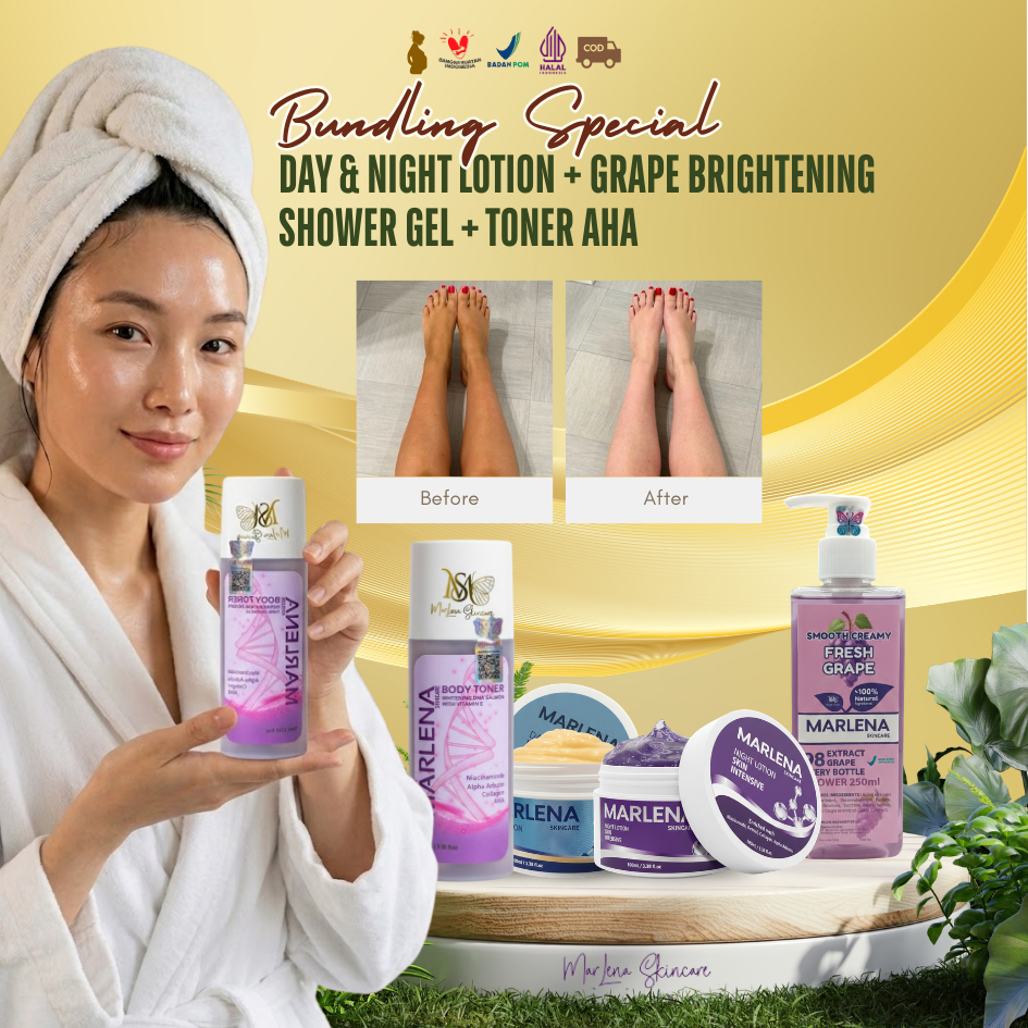 [BUNDLING SPECIAL] BODYCARE  BPOM 4pcs Lotion dosis anggur janda +++ malam & siang HB Luxury + Toner