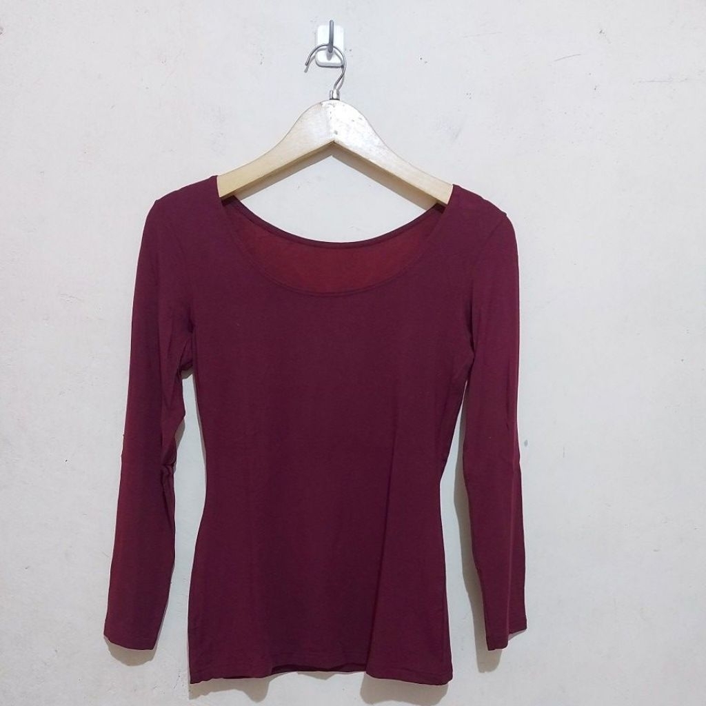 code:E137>Tshirt Heattech extrawarm scoop neck UNI*M