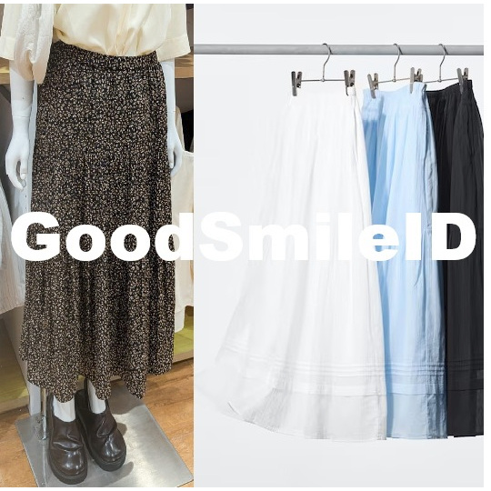 NEW Women Rok Maxi Panel Motif Tierred Long Skirt Wanita JASTIP UNIQLO