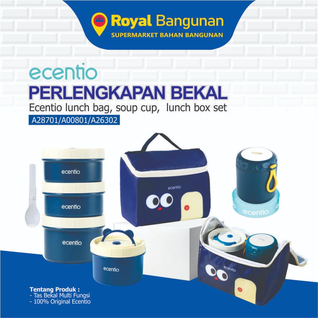Ecentio Perlengkapan Bekal Anak  lunch bag, soup cup,  lunch box set