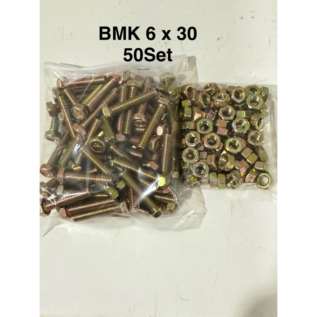 (50 Pcs) Baut 10 (6mm) x 3 cm + Mur