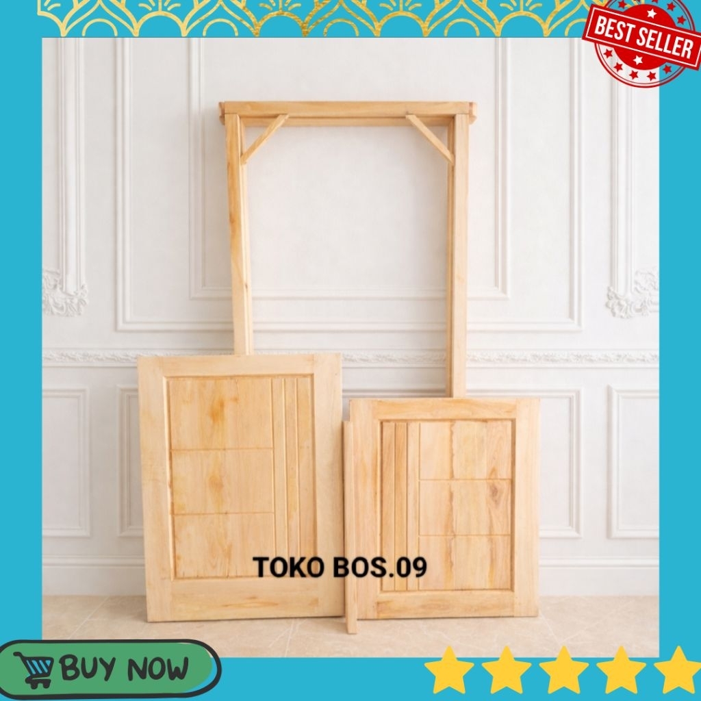 Pintu+Kusen Belah Dua Pintu Dapur Minimalis Kayu Mahoni